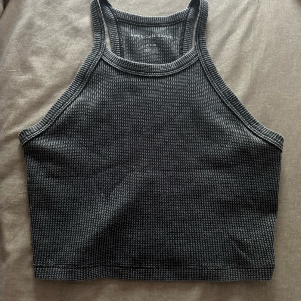 American Eagle Outfitters Charcoal Ribbed Tank Top